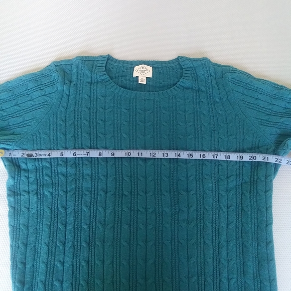 NWT ST. JOHN'S BAY TEAL CABLE KNIT PULLOVER CREW NECK SWEATER SIZE XL - Picture 3 of 13